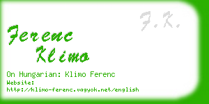 ferenc klimo business card